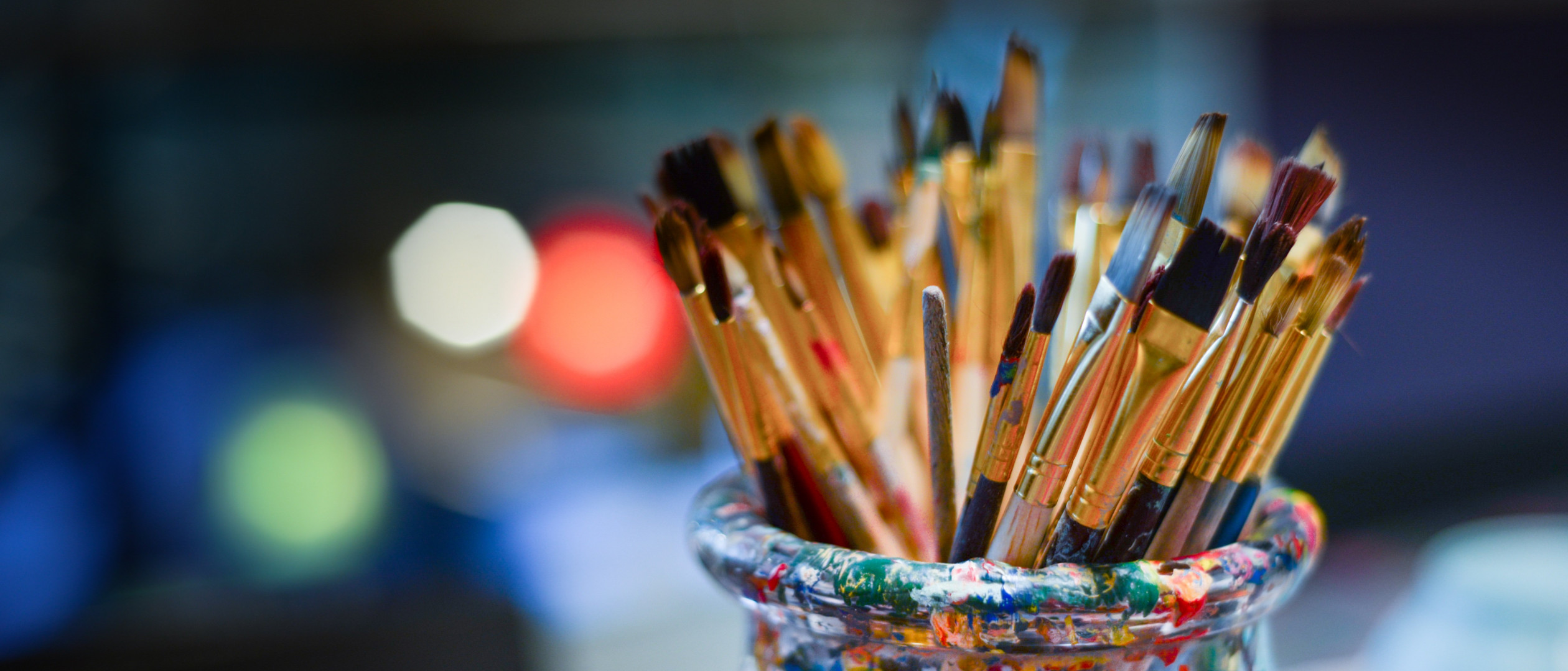 photo by Rudy and Peter Skitterians of paintbrushes in a jar